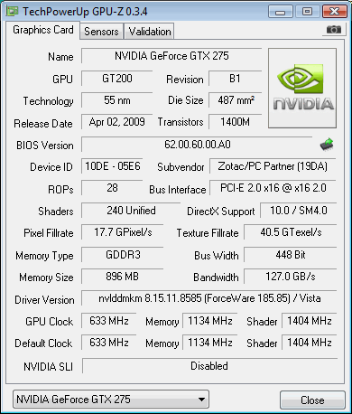 Zotac GeForce GTX 275